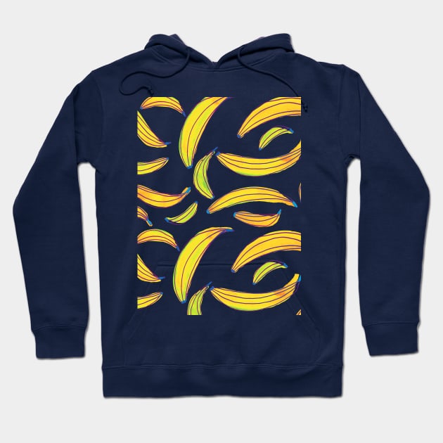 Watercolor bananas - yellow, green and blue Hoodie by wackapacka